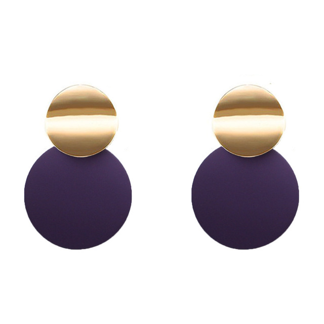 Black Round Metal Earring for Women Gold Shiny Smooth Long Drop Earrings 2019 Fashion Statement Jewelry Pendientes Bijoux