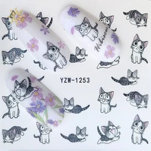 

1 Sheet Nail Art Water Transfer Sticker Decals Cute Cartoon Cats Design New Stickers Decorations Watermark Tools for Nail Art