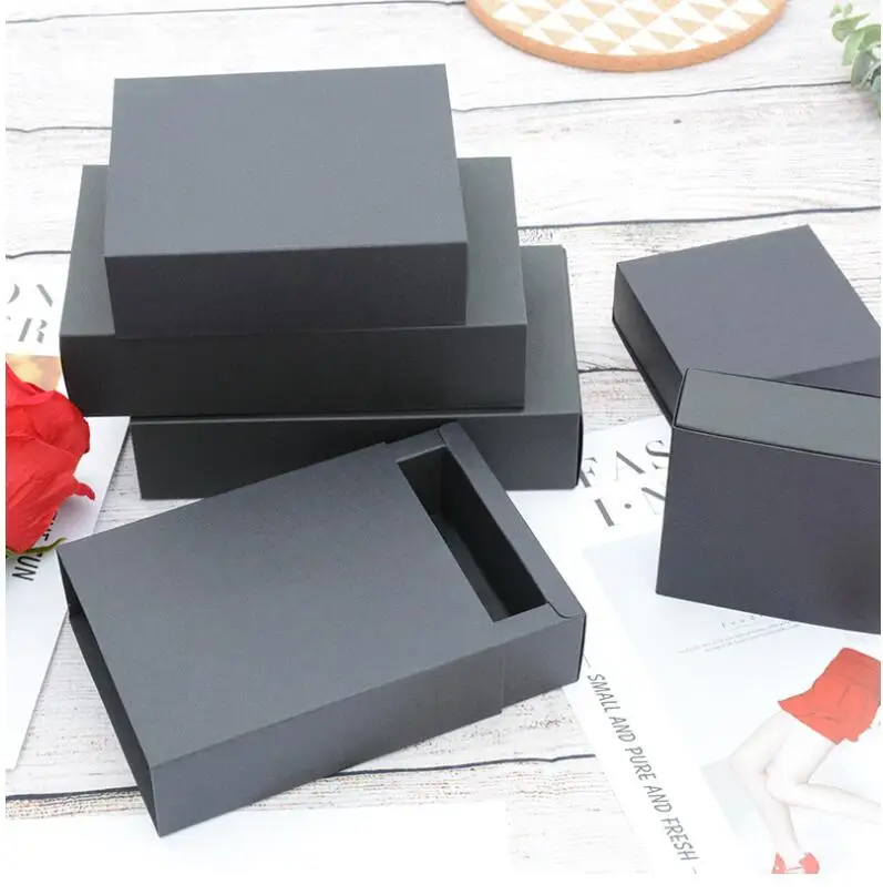 

5 sizes Black Drawer Packaging packing cardboard Box Gift Bow Tie wig Essential oil bottle Packaging Paper craft cardboard Box