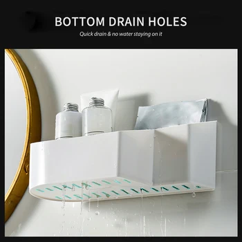 

New Wall Mounted Makeup Organizer Bathroom Shower Caddy Shelf No Drilling Shower Storage Basket Kitchen Storage Rack Shelf
