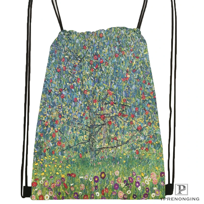 Custom Artist Gustav Klimt походная сумка на шнурке милый рюкзак для детей(черная спинка) 31x40 см#180531-02-15