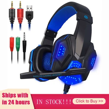 

Fast Delivery Professional Gaming Headphones For Computer PC Adjustable Bass Stereo Gamer Over Ear Wired Headset With Mic