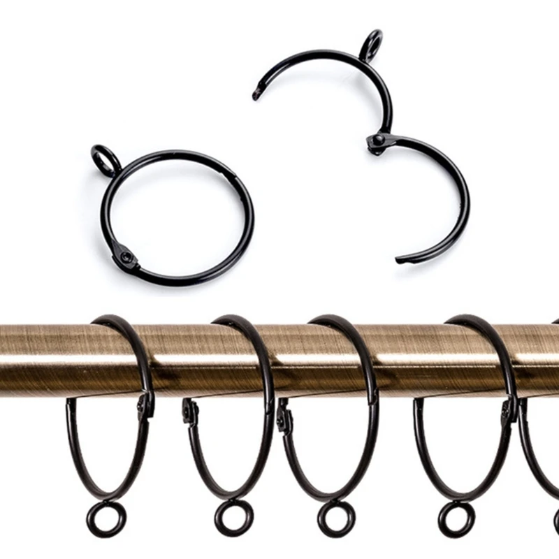 Metal Openable Curtain Rings Clips Rustproof Vintage Decorative Drapery Curtain Rods Hangers Rings 1.5 Inch Inner Diameter