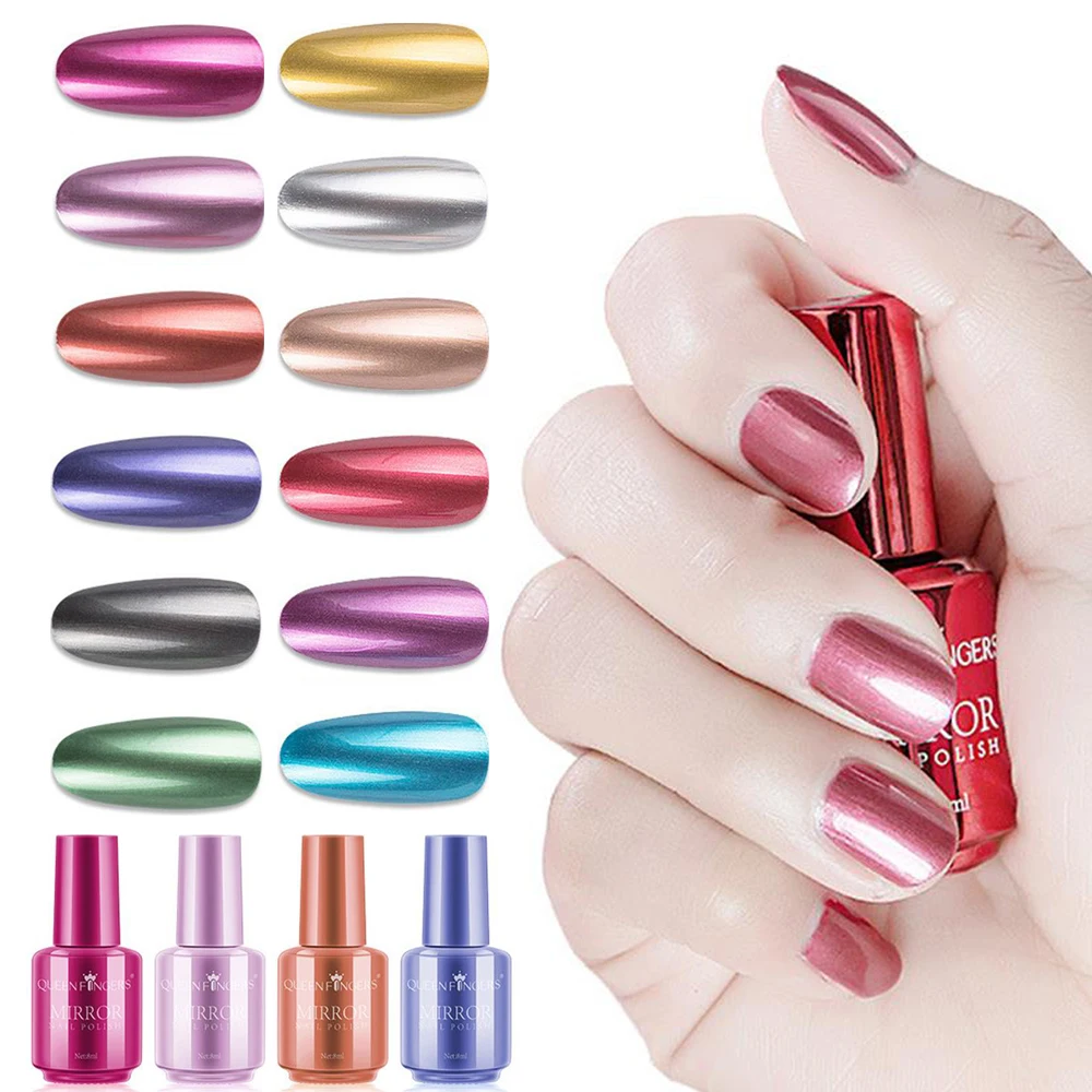 8 мл зеркальный эффект лак для ногтей металлик мелкие блестки для ногтей "хром" гель лак для ногтей полигель для ногтей маникюрный лак гель лак для ногтей