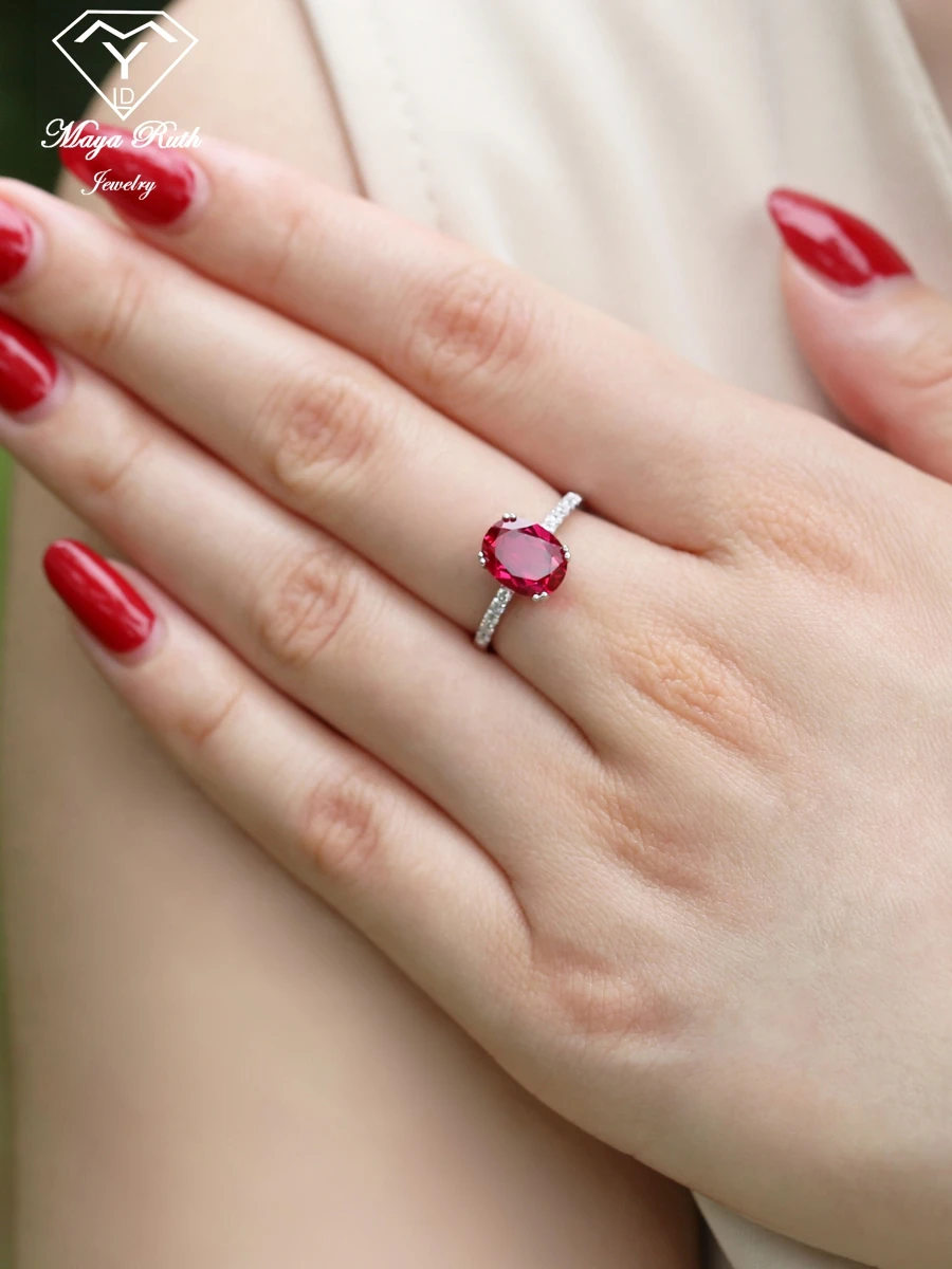 4.42ct Lab-grown Ruby Statement Ring with Diamond Accents