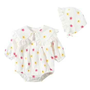 

2020 Newborn baby set summer sweet floral pattern baby girls clothing set bodysuit +cap