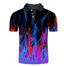 Мужская мода пламя 3D печать с короткими рукавами Поло рубашка Новая летняя Тонкая Повседневная Звезда молока рубашка поло Модный мужская одежда