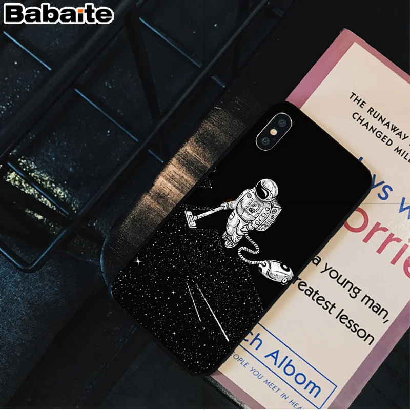Black White Moon Stars Space Astronaut