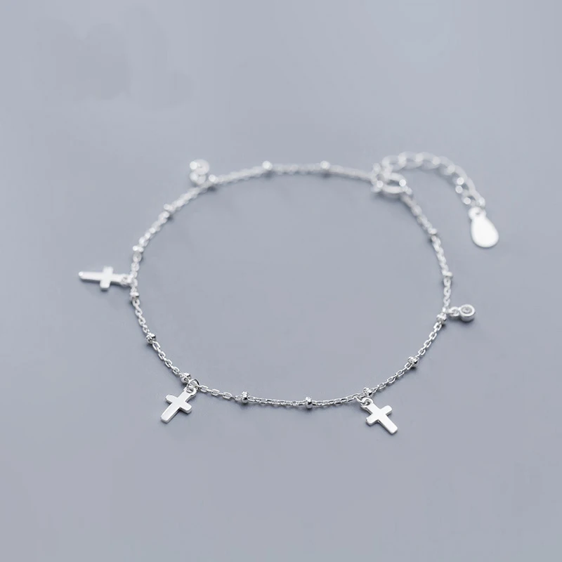 Художественный крест с хрустальным браслетом 925 стерлингового серебра ювелирные изделия высокого качества Модные женские подарки маленькие легкие бусины дизайн корейский
