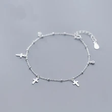 Художественный крест с хрустальным браслетом 925 стерлингового серебра ювелирные изделия высокого качества Модные женские подарки маленькие легкие бусины дизайн корейский