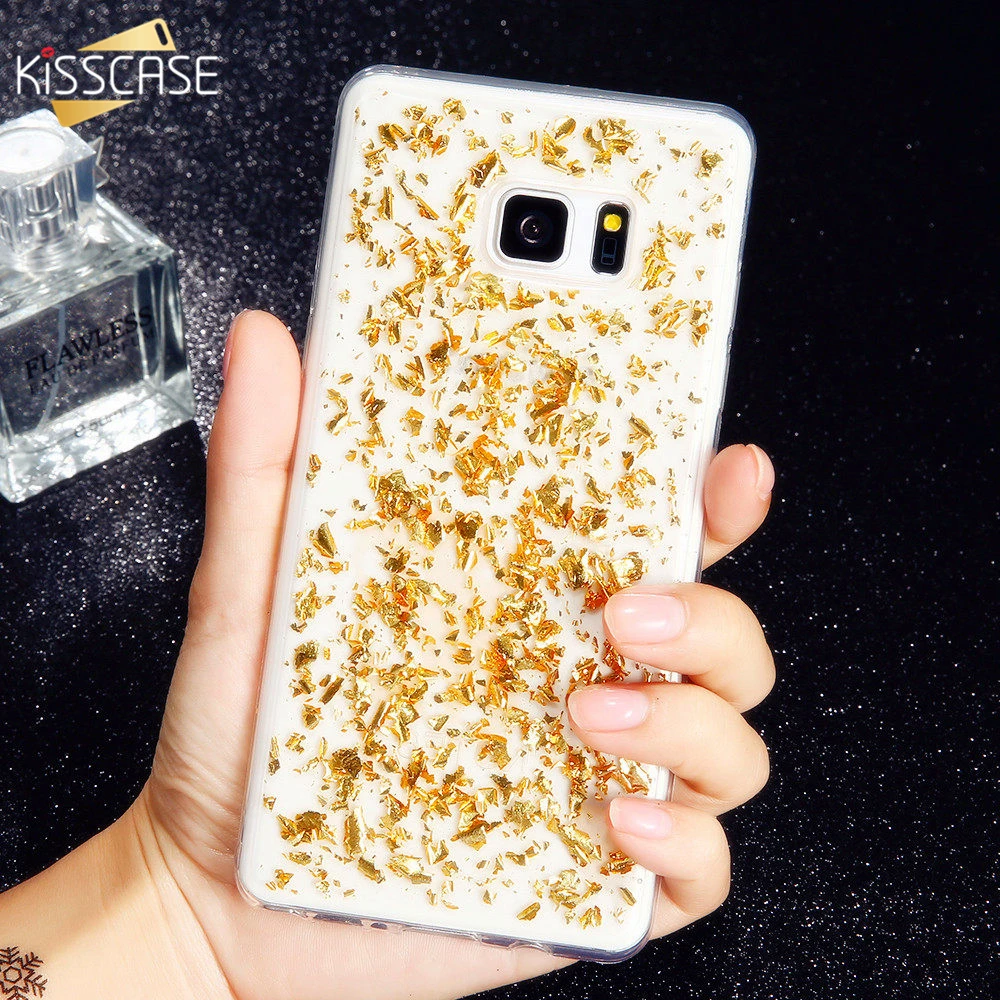 

KISSCASE Gold Foil Phone Case For Samsung Note 4 5 8 A3 A5 A7 J3 J5 J7 2017 Soft Cases For Samsung S5 S6 S7 Edge S8 Plus Covers