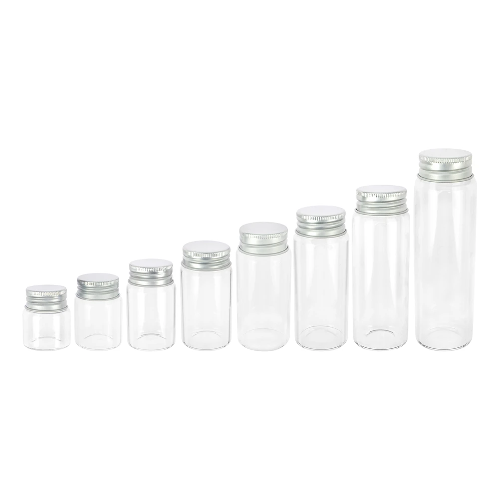 직경 37mm 투명 빈 유리병 25ml 30ml 40ml 50ml 60ml 70ml 80ml 90ml 실버 알루미늄 뚜껑 리필용 약병