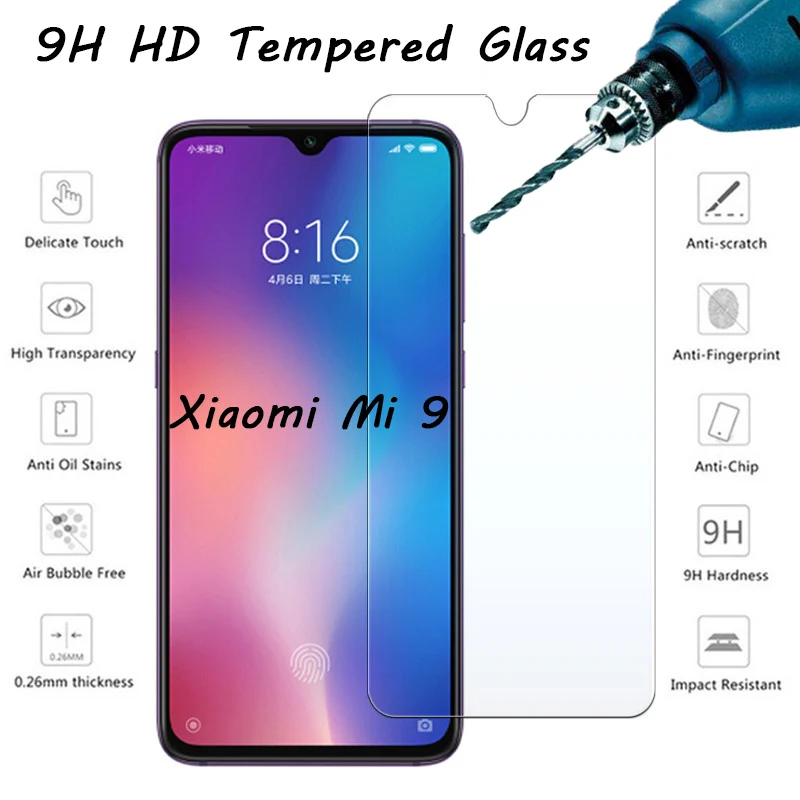 Защитное стекло 9H HD для Mi A3 A2 Lite закаленное CC9 CC9e Xiaomi 9T Pro 9 SE Lite|Защитные стёкла и