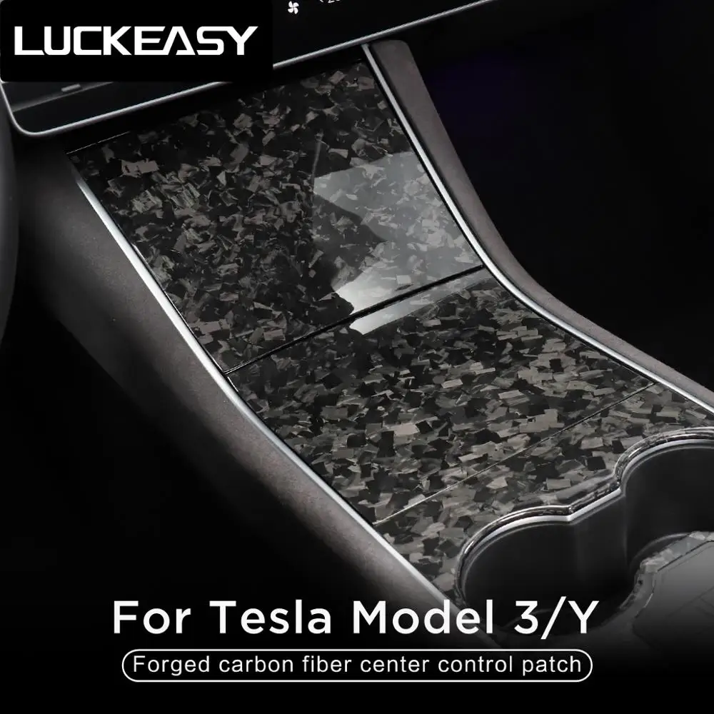 LUCKEASY interior modification car central control panel protective patch for Tesla Model3 and ModelY forged marble carbon fiber