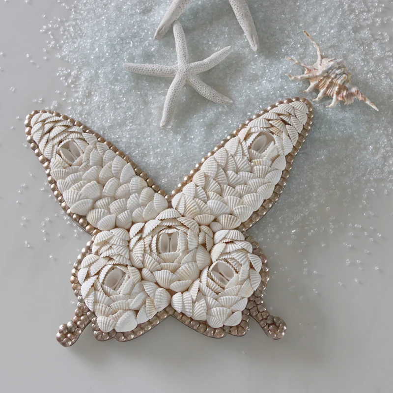 

Free Shipping(1pcs/lot)Handmade Customized Shell "Butterfly“Wall Hanging Crafts Natural ShellBeach Wedding Decor Sofa Background