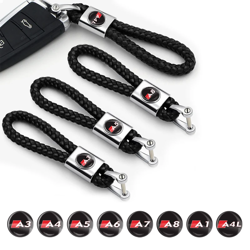 Car braided rope key pendant men and women decorative keychain for Audi A5 A6 A7 A4 A3 R8 B5 B6 B7 B8 C5 C6 C7 Accessories | Автомобили и