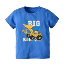 Г., новая летняя стильная футболка с короткими рукавами в европейском и американском стиле для мальчиков темно-синий топ с короткими рукавами и рисунком экскаватора для больших мальчиков