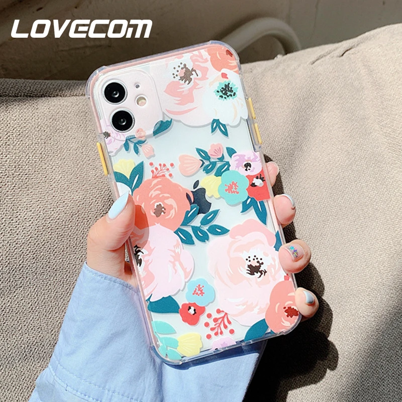 Twigs Flower Leaf Clear Phone Case For iPhone 13 Pro 12 11 Pro Max XS Max X XR 8 7 Plus Soft TPU Bumper Shockproof Phone Cover apple iphone 12 mini  case