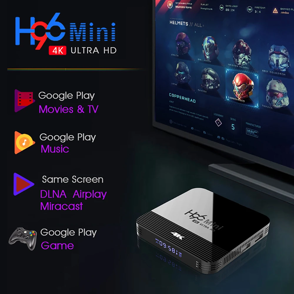 H96 RK3228A Smart tv BOX Android 9,0 Mini H8 8 ГБ/16 Гб wifi медиаплеер Четырехъядерный 4K 3D видео двухдиапазонный с клавиатурой Air mouse