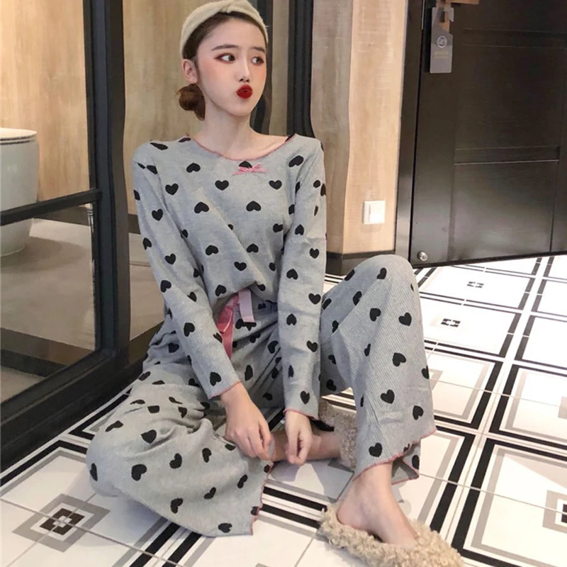 Women Pajamas Set Winter pajamas for women New Cotton pijamas Printed pijama Women Long Sleeve Sleepwear Casual Homewear