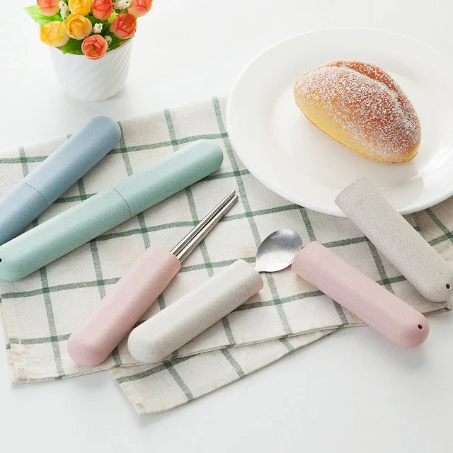 

Tooth Brush Storage Box Natural Wheat Straw Travel Portable Toothbrush Tableware Fork Spoons Protect Container Case Holder