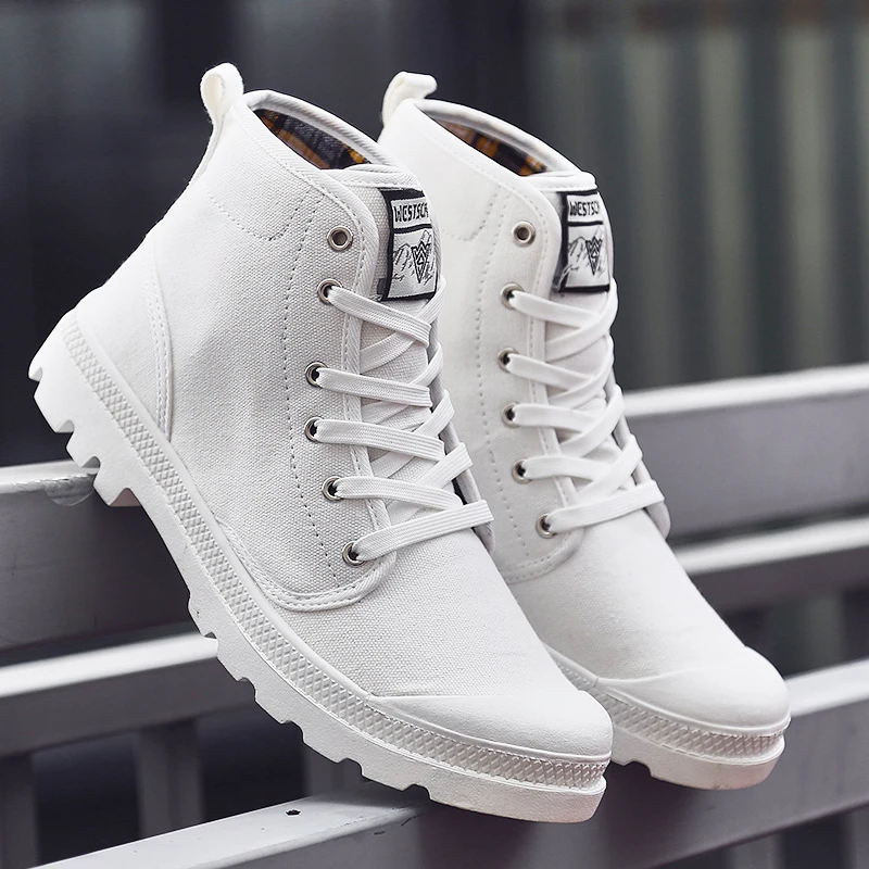 

Unisex Sneakers Men Canvas Boots High Side Outdoor Lace-up With 12 Colors Size 36-47 2019 Footwear Basic Sewing Sports for Men