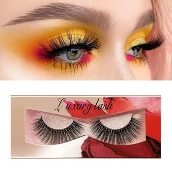 

New 1 Pair Champagne mink eyelashes natural long 3d eyelashes 3d mink lashes hand made makeup false lashes Faux Cils for beauty