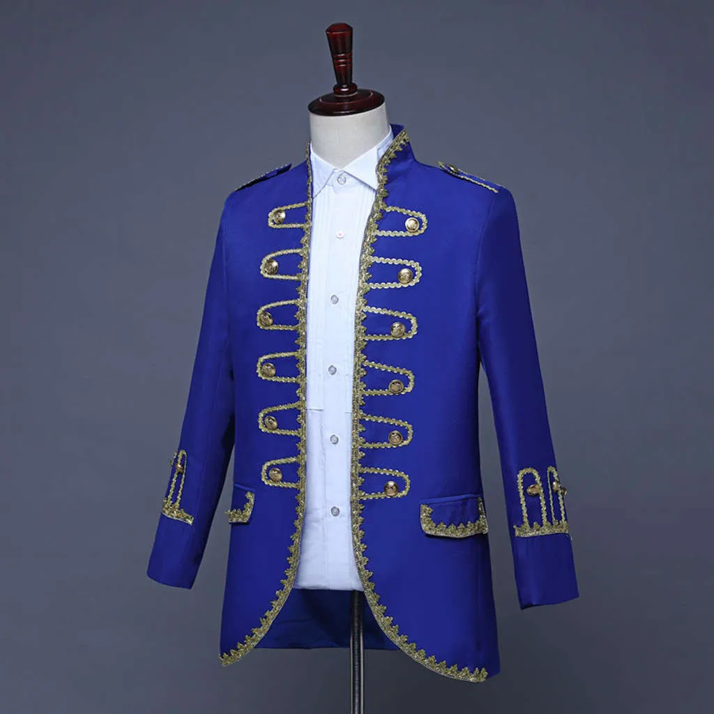 Военная форма Выступления костюм camisas de hombre visada Винтаж черный Для мужчин Клубная рубашка Изящные в европейской стиле придворные костюмы