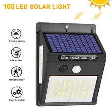 100 светодиодный солнечный светильник движения PIR Сенсор аварийного настенный светильник Водонепроницаемый Открытый солнечной энергии лампы солнца светильник для сада 1/2/4 штуки в комплекте
