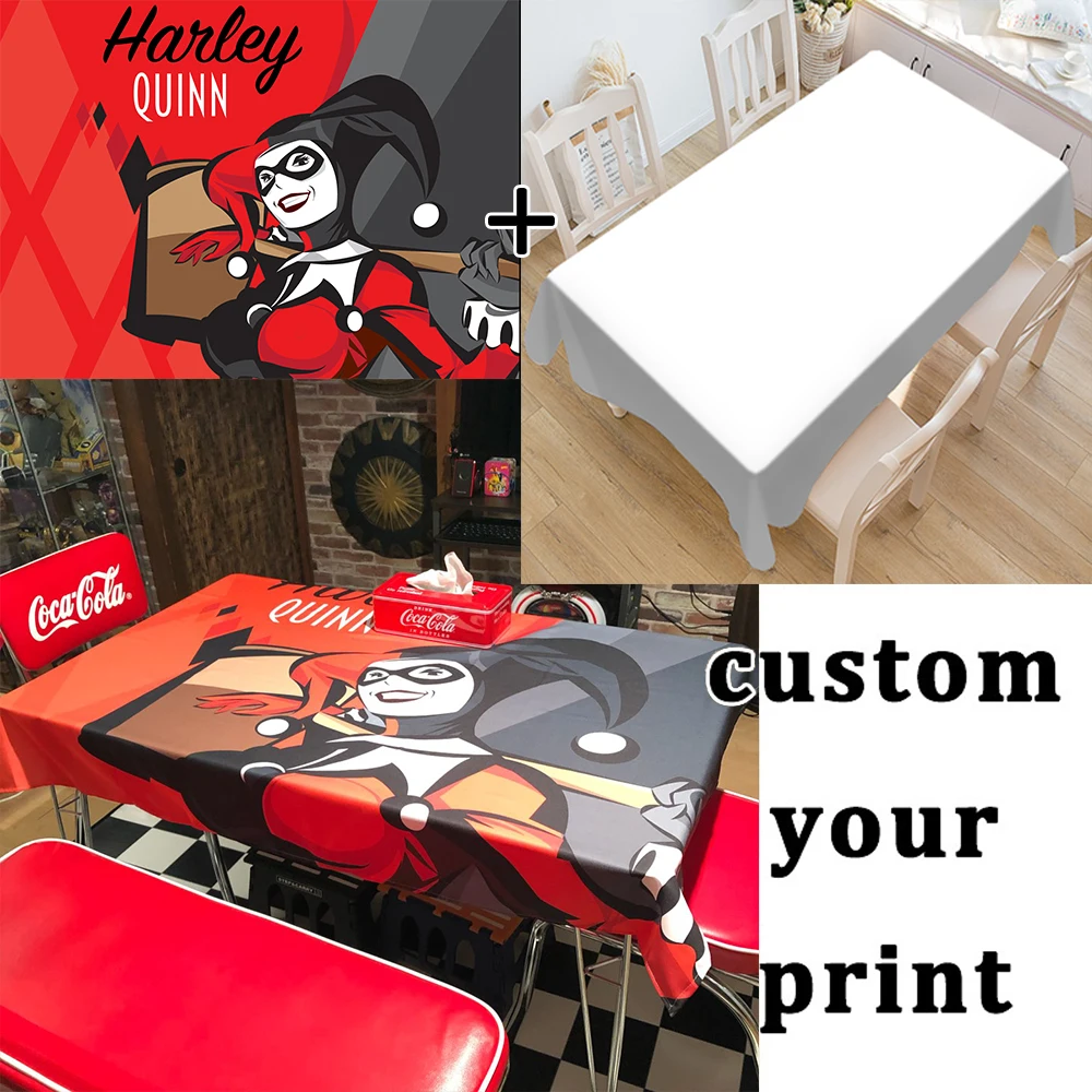  HEARMNY Skull Betty Boop Harley Quinn Custom Your Picture Tablecloth Oxford Fabric Square/Rectangul