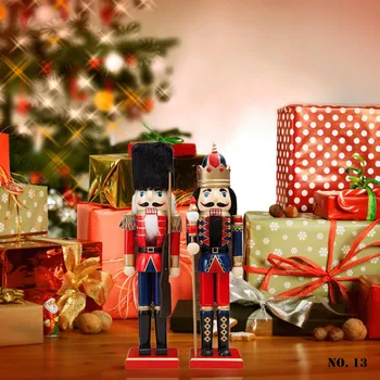 

New 38CM Fine Nutcracker Soldier Wooden Nutcracker Doll Crafts Merry Christmas Gift Puppet Christmas Decoration Desktop Ornament