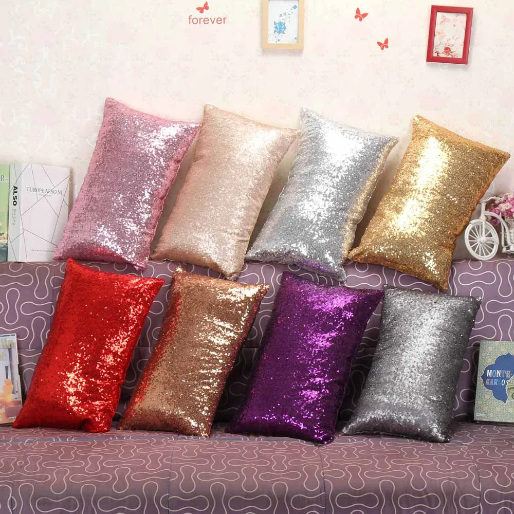 

Festival Pillow Case Sequins Sofa Bed Home Decoration Sequin Cushion Cover 30x50cm Color Changing Reversible Pillow Cover /C