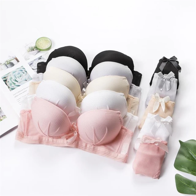 No Steel Ring Bra Push Up Brassiere Girl Preteen Bra And Panty Set Thin  Comfortable Underwear