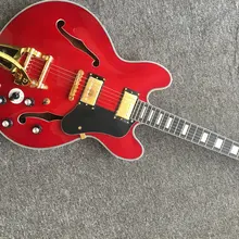 free shipping New top quality red hollow body jazz  guitar bigsby guitar semi hollow jazz electric guitar