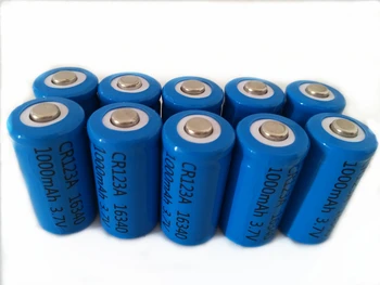 

10pcs/lot 3.7V CR123A 16340 rechargeable battery large capacity 1000mAh CR123A lithium secondary battery suitable for camera