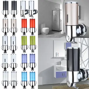 

500ML Liquid Soap Dispenser Wall Mount Bathroom Accessories Plastic Detergent Shampoo Dispensers Double Hand Kitchen Soap Bottle