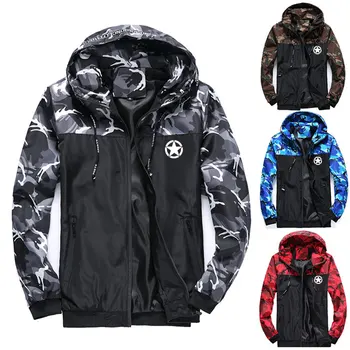 

Spring Autumn Camouflage Mens Jackets Military Hoody Coats Male Casual Patchwork Windbreaker Male Coats Mens Jackets and Coats