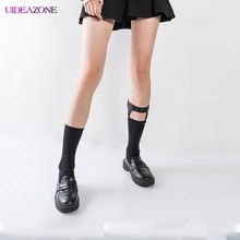 UIDEAZONE, женские носки, темно-черные, носки в стиле хип-хоп, повседневные, одноцветные, длинные носки зима осень, для девушек, для девушек, для фестиваля, подарки, аксессуары