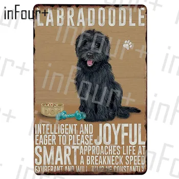 

Black Labradoodle Dog Plate Tin Sign Plaque Metal Vintage Decor Metal Sign Metal Poster Home Bar Pub Decoration Vintage Posters