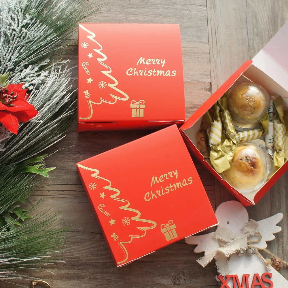 

13.9*13.9*5cm 10pcs gold Christmas tree gift design Paper Box candy Cookie party gift Packaging handmade candle soap use