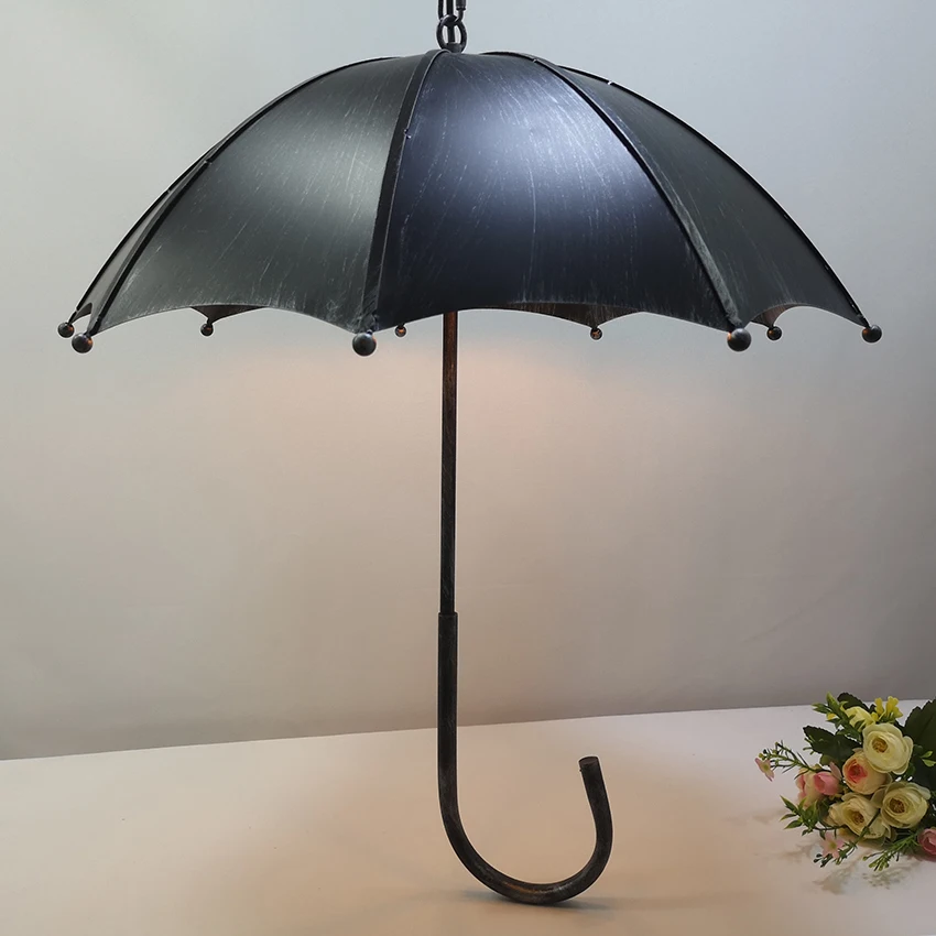 Ретро зонтик форма подвесные светильники креативный промышленный стиль кованого железа подвесной светильник для кафе бар ресторан осветительный прибор