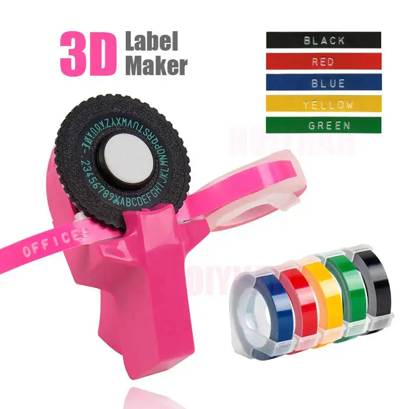 Long lasting 3D embossing label maker manual sticker label printer mini DIY plastic pvc tape typewri