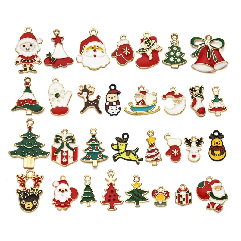 31pcs/lot Mixed Style Christmas Pendant Charms Colorful Enamel Santa Claus Elk Tree For DIY Jewelry Making Accessories 31pcs/lot Mixed Style Christmas Pendant Charms Colorful Enamel Santa Claus Elk Tree For DIY Jewelry Making Accessories