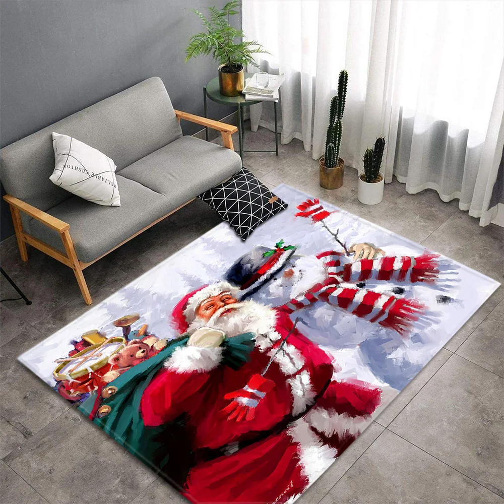 

3D Merry Christmas party Carpets for Living Room Bedroom Non-slip Area Rug Kids Room Decor Carpet Home Hallway Bedside Floor Mat