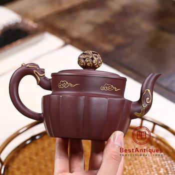 

Yixing Zisha Teapot Purple Clay Teapots Handmade Zini Longzhu 300cc