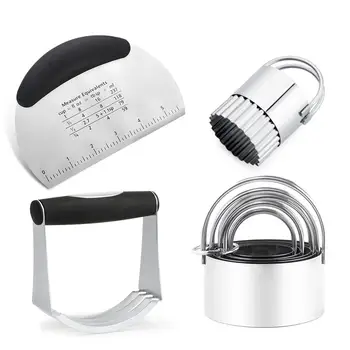 

Kitchen 8 In 1 Professional Baking Dough Tool Stainless Steel Pastry Blender Dough Cutter Bread Cookie Pizza Biscuit Cutter Set