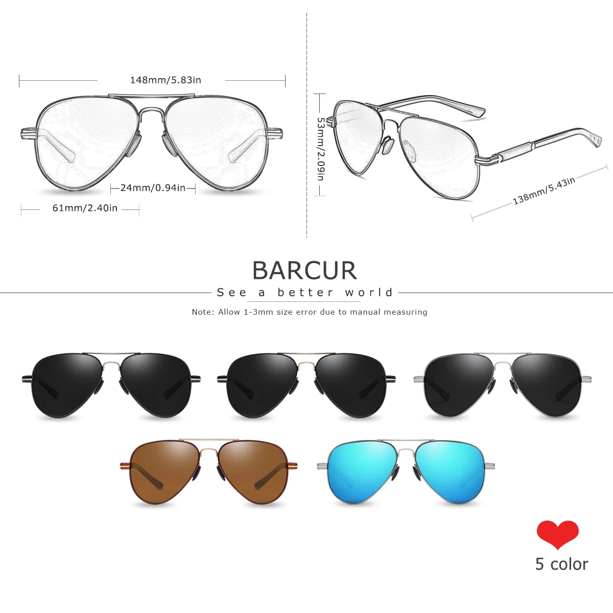 BARCUR, мужские солнцезащитные очки, пилот, поляризационные, солнцезащитные очки, мужские, женские, аксессуары для вождения