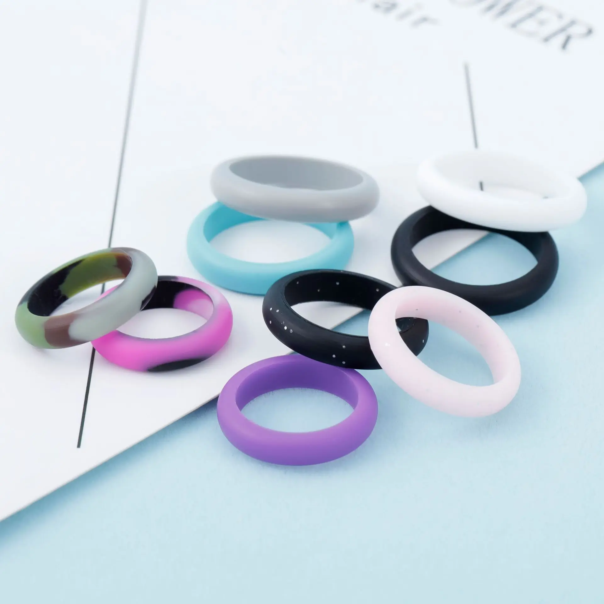 

Black And White with Pattern Magic Silica Gel Ring Cool Wedding Ring Cool Ring Can Customizable And Customizable Ring Rubber Rin