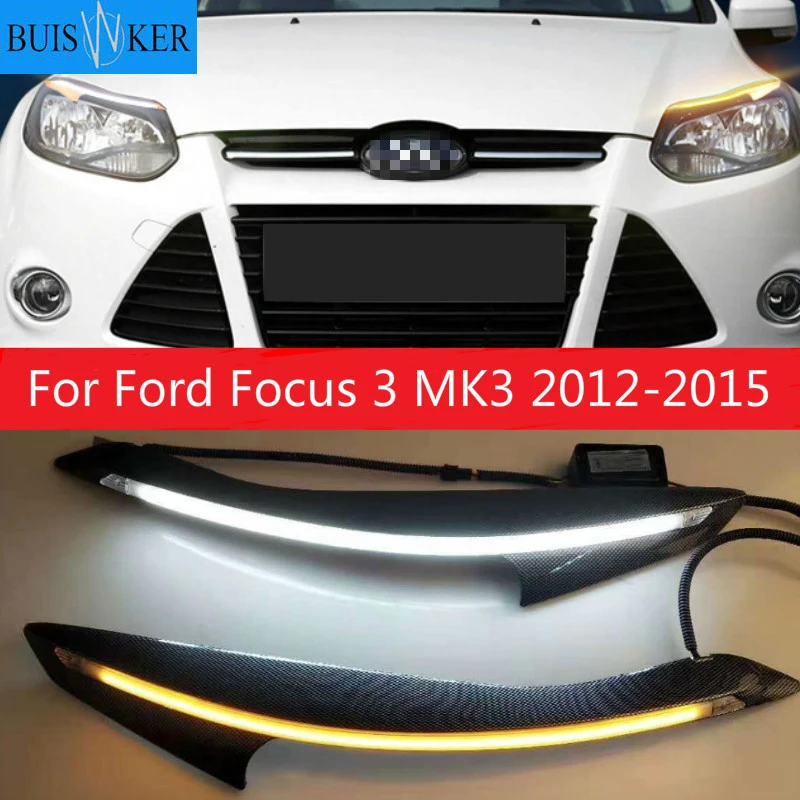 Luz Diurna LED para faro delantero de coche, decoración ceja, señal de giro, para Ford Focus 3 MK3 2012 2015| | AliExpress