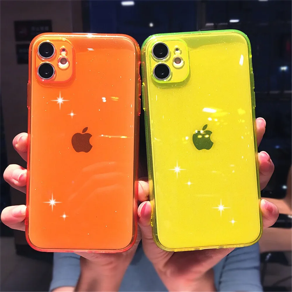 Candy Color Glitter Transparent Phone Case For iPhone 13 11 12 Pro 12 Mini X XR XS Max SE 2020 7 8 Plus 6 6s Soft Silicone Cover iphone 13 wallet case